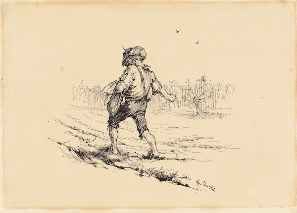 Der Monat März Sähmann auf dem Feld aus der Zeit des Siegfrid Kalenders ca 1880