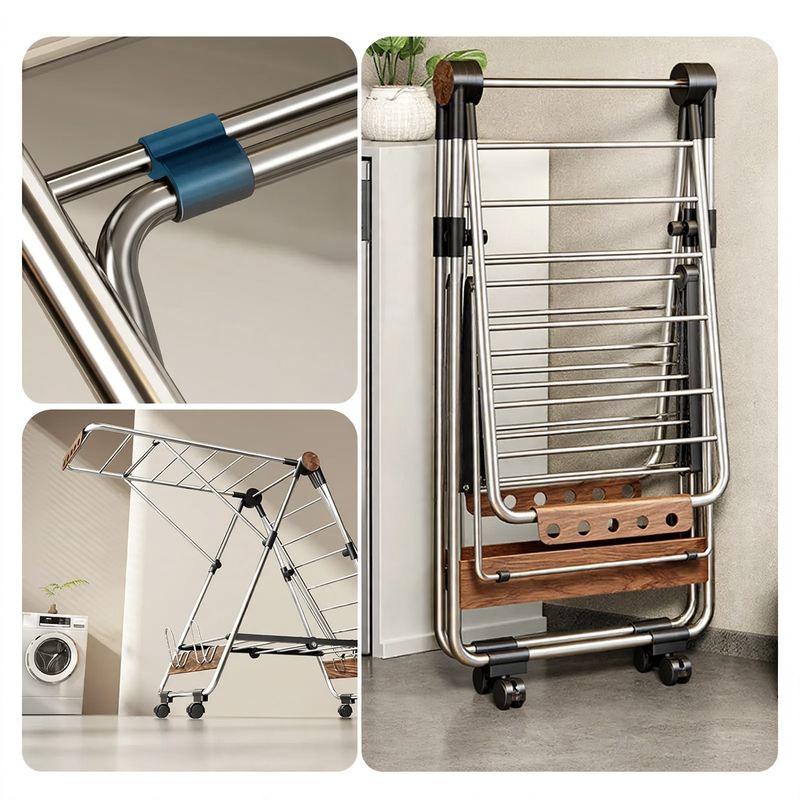 Stainless steel drying rack, foldable, standing model