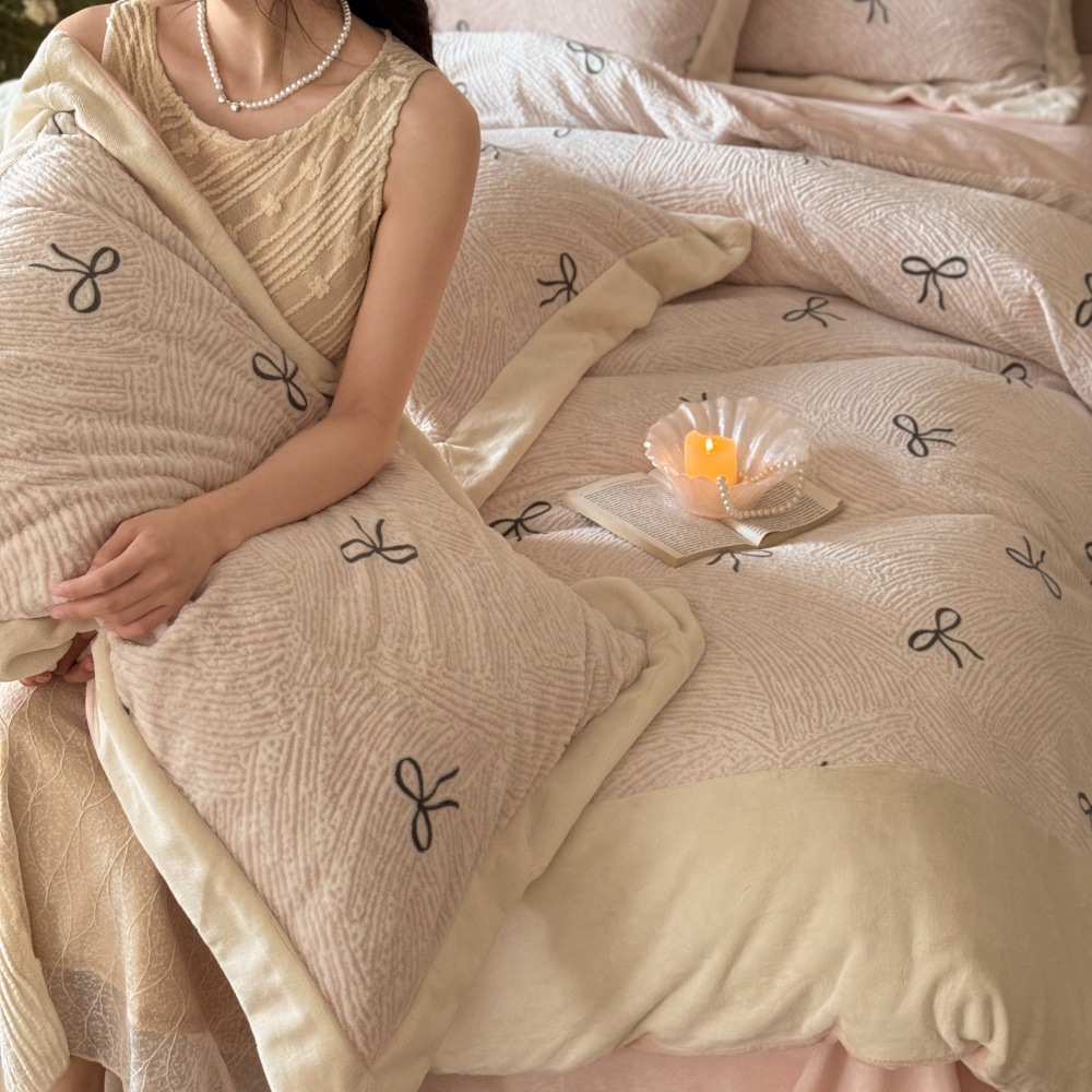 Milchfaser-Fleece Bettwäsche-Set, Blumenmuster, wärmend