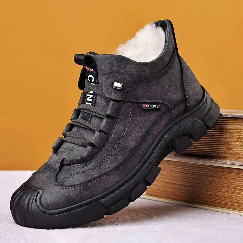 Insulated men's boots, synthetic leather, non-slip, winter