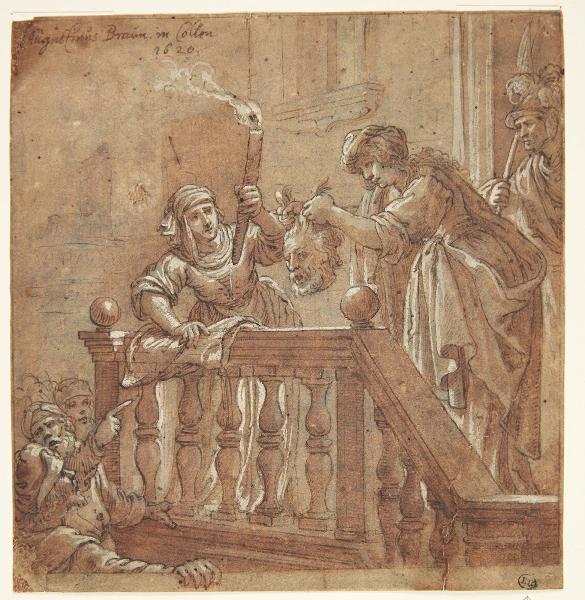 Judith fremviser Holofernes afhuggede hoved for folket 1620