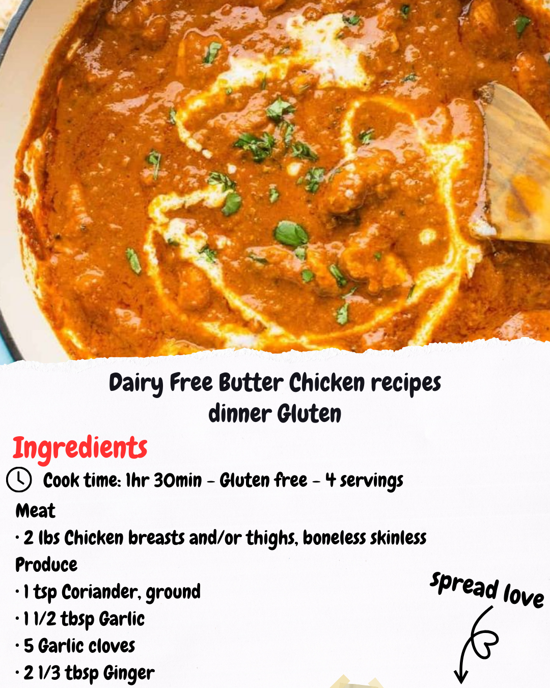 Dairy Free Butter Chicken recipes dinner Gluten