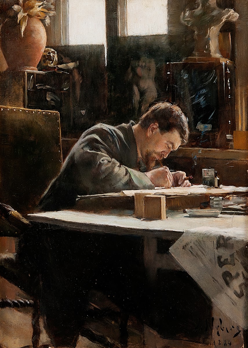 An Artist Drawing Victor Andrén 1884