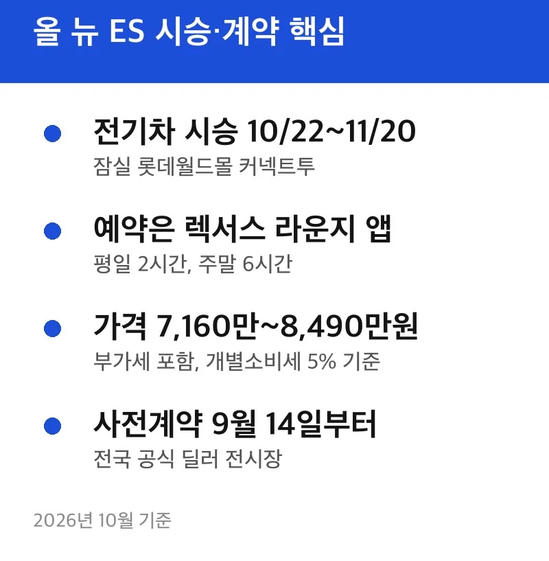 올 뉴 ES 시승·계약 핵심