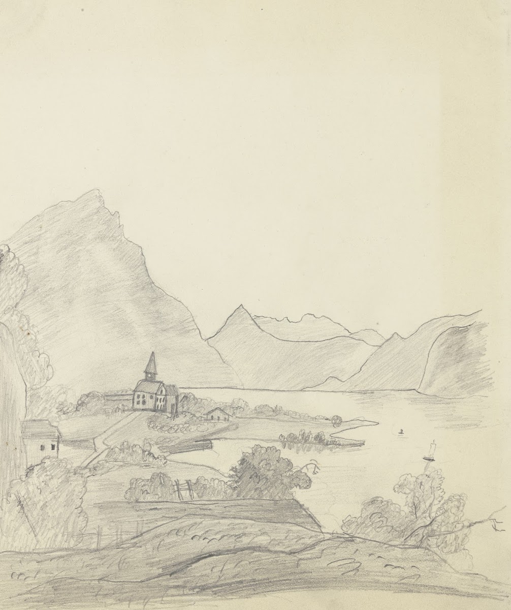 Mountainous landscape with lake 1840