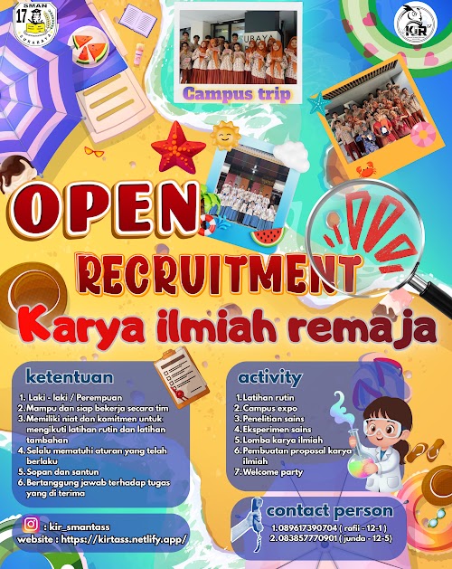 Poster Pendaftaran Ekstrakurikuler KIRTASS SMAN 17 Surabaya