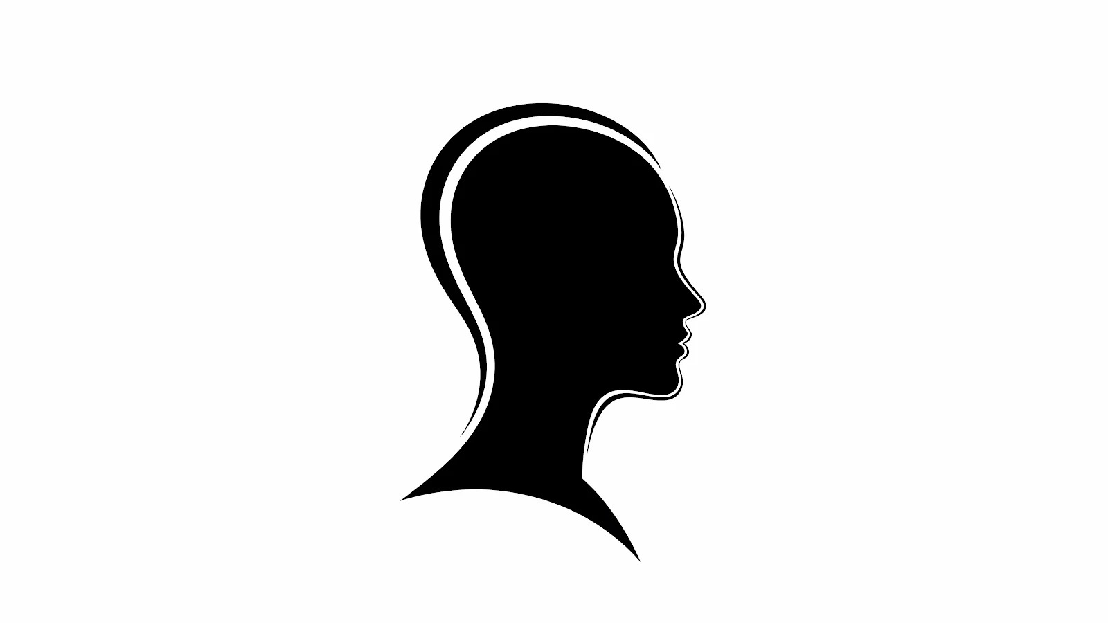 Download this striking free vector of a human head silhouette in profile.