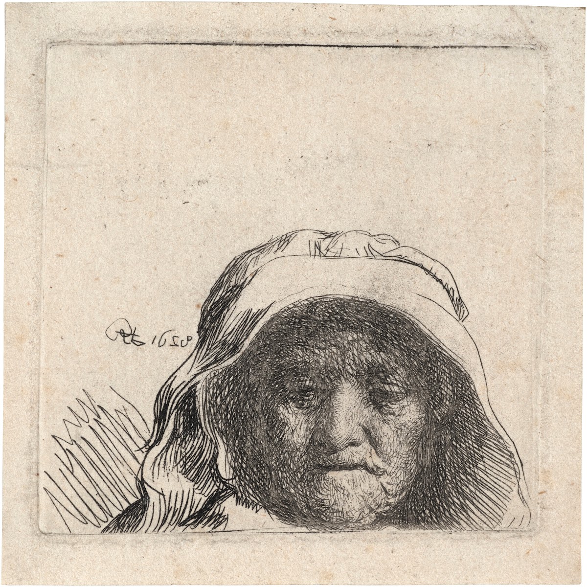 The Artists Mother Head only full Face 1628