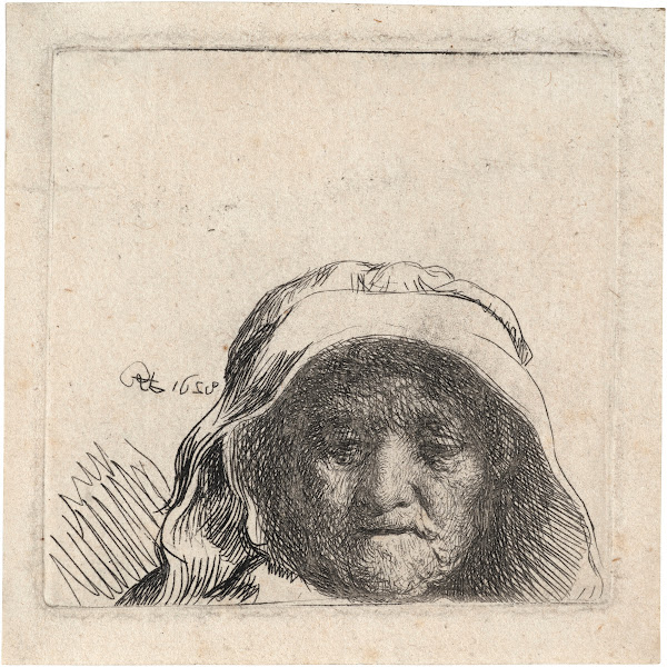 The Artists Mother Head only full Face 1628