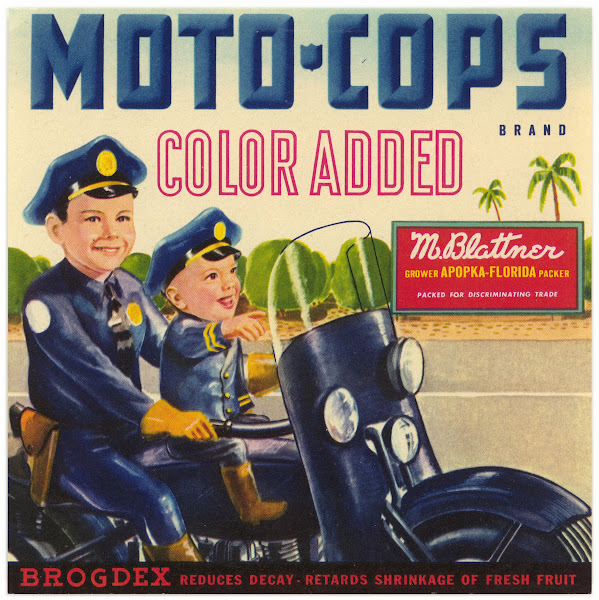 Moto Cops Brand Produce Label 1930 1950