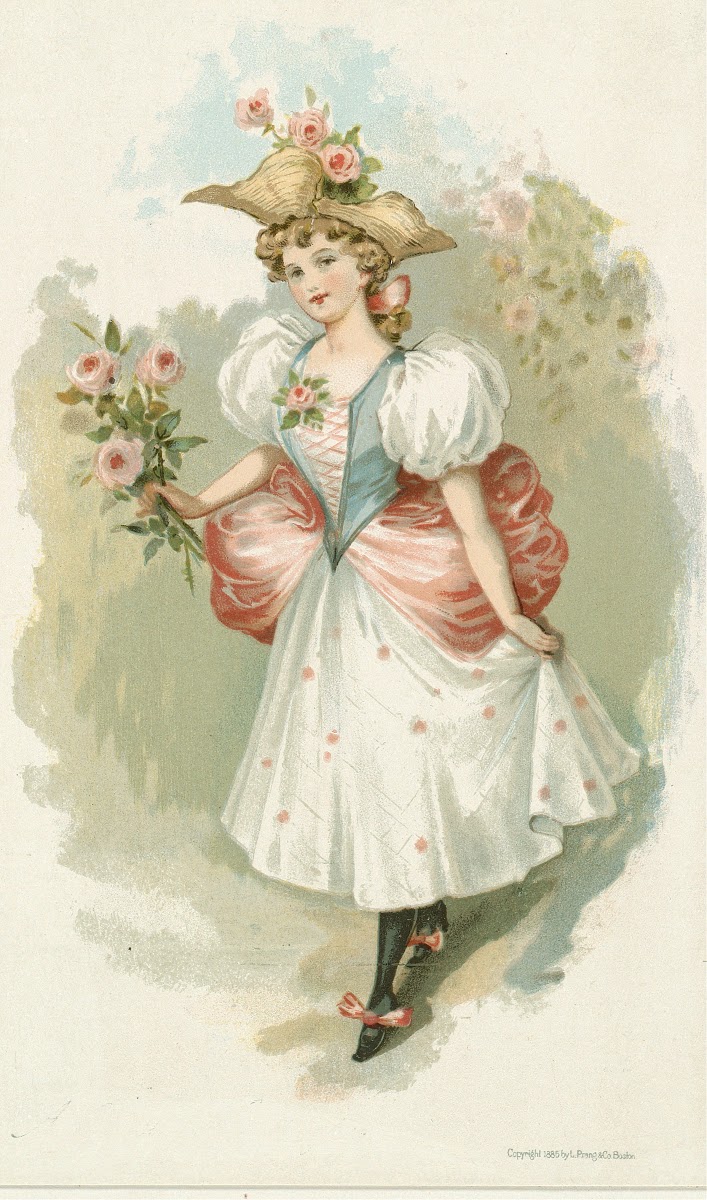 Girl with Pink Roses ca 1885