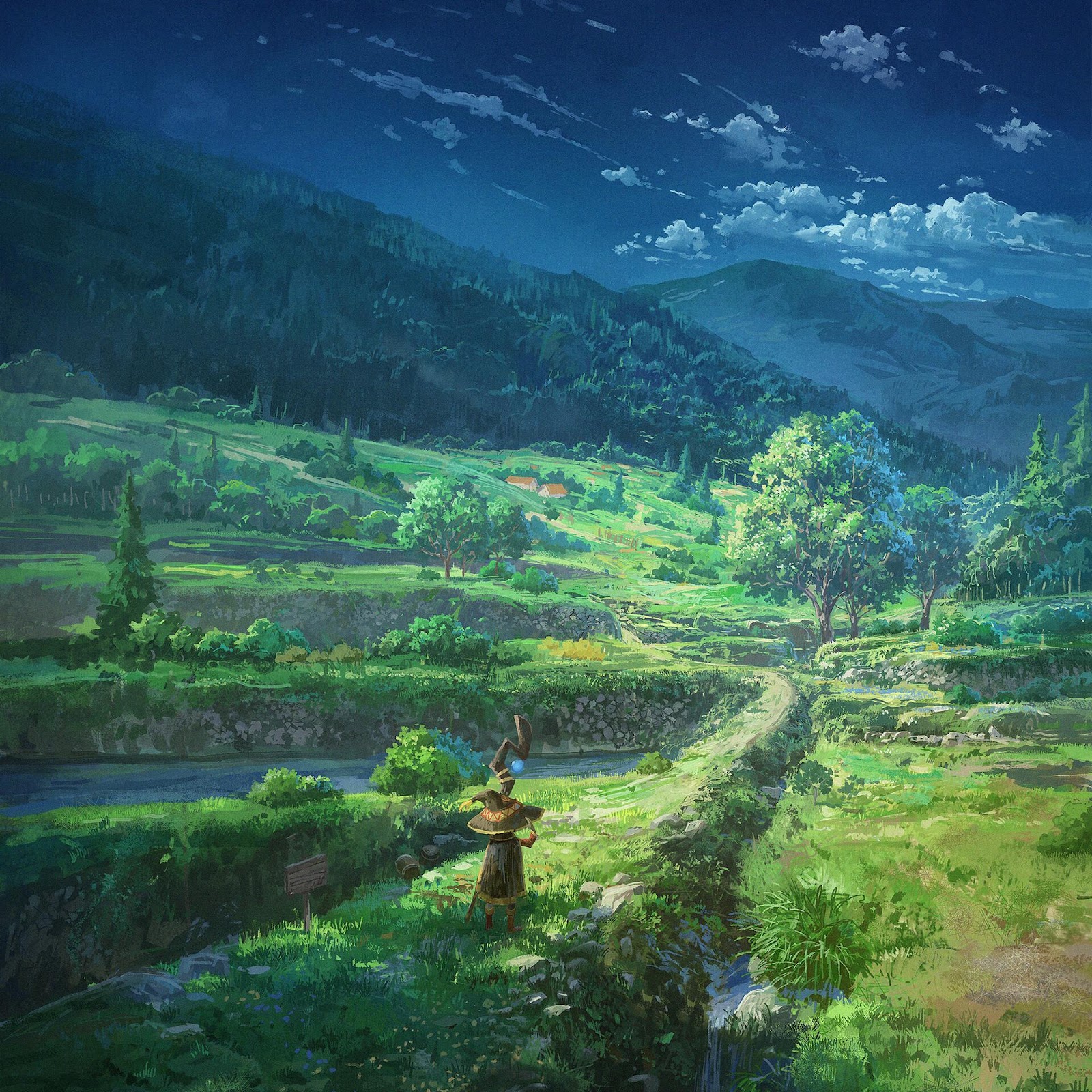 Download Anime Landscape, Fantasy Art, Mountain Scenery, Digital Painting 2K iPhone
