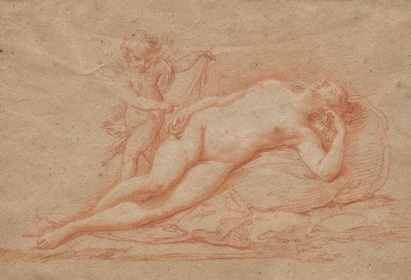 Reclining Nude with Cupid 1700s