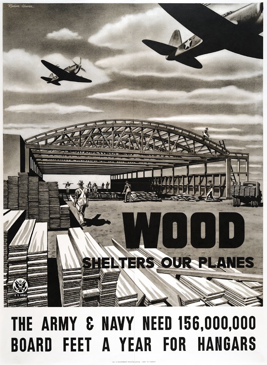 Wood Shelters Our Planes 1943