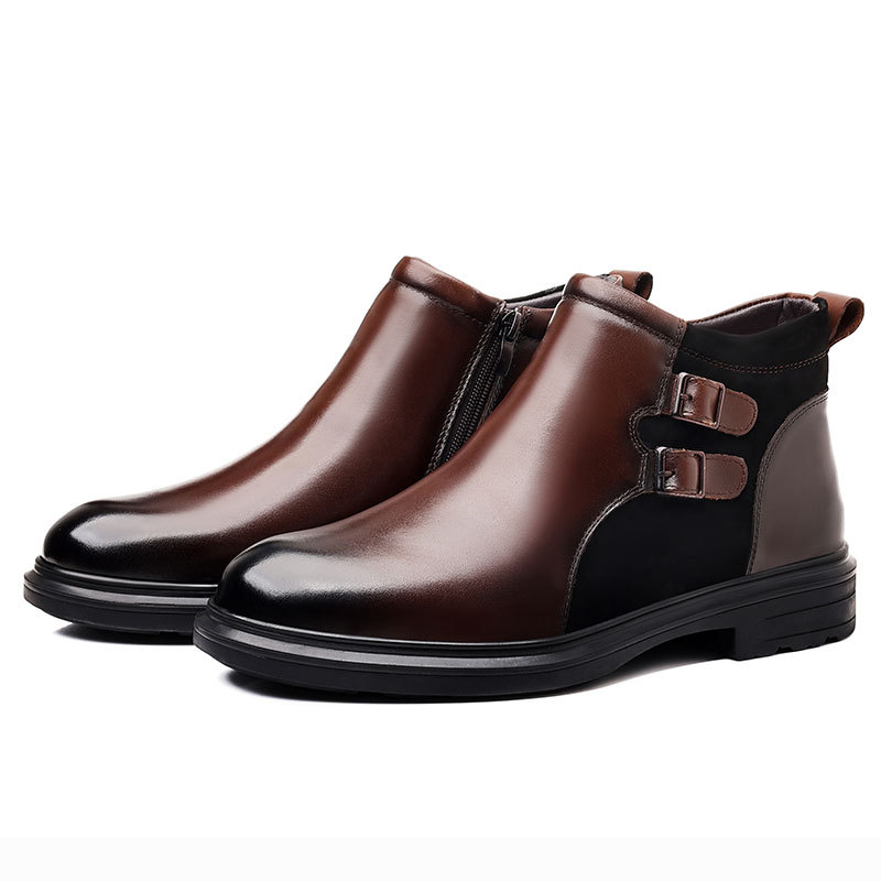 Men's Chelsea Boots, Cowhide Leather, Business Style