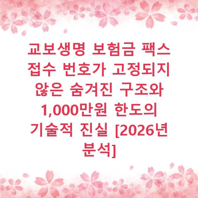 교보생명 보험금 팩스 접수 번호가 고정되지 않은 숨겨진 구조와 1,000만원 한도의 기술적 진실 [2026년 분석]