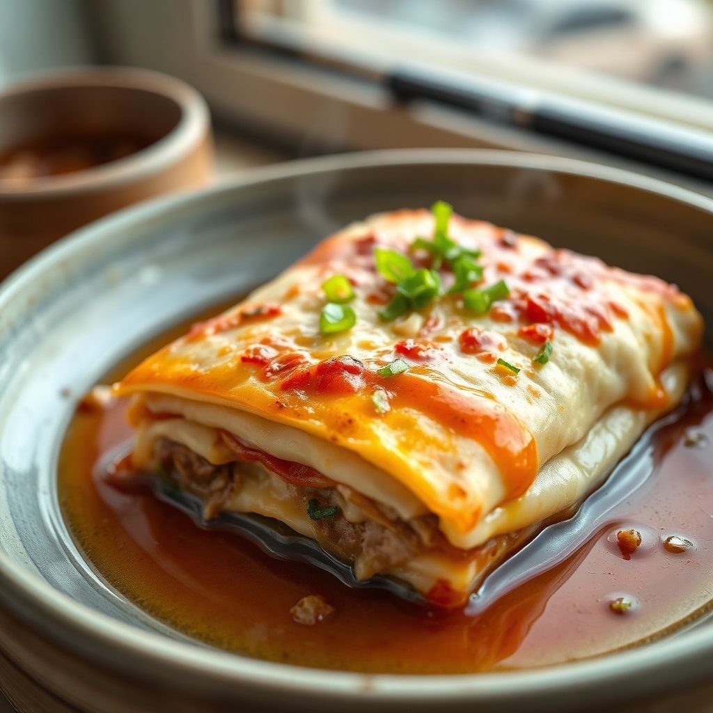 Steamed Pork Dumpling Lasagna Recipe with Ginger Scallion Oil – Easy Weeknight Comfort