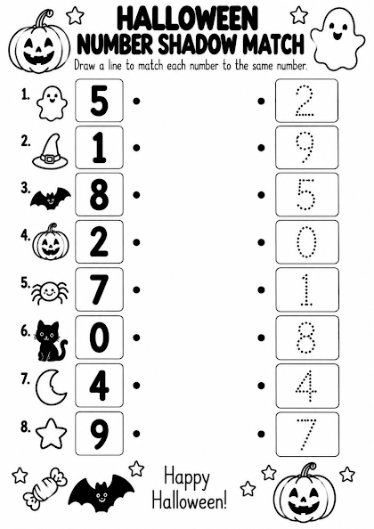 Halloween Number Shadow Match