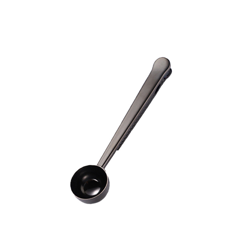 Coffee spoon with sealing clip, stainless steel
