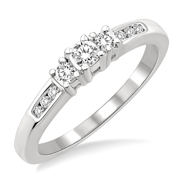 Round Shape Past Present & Future Diamond Engagement Ring 24206DHFXWG-LE