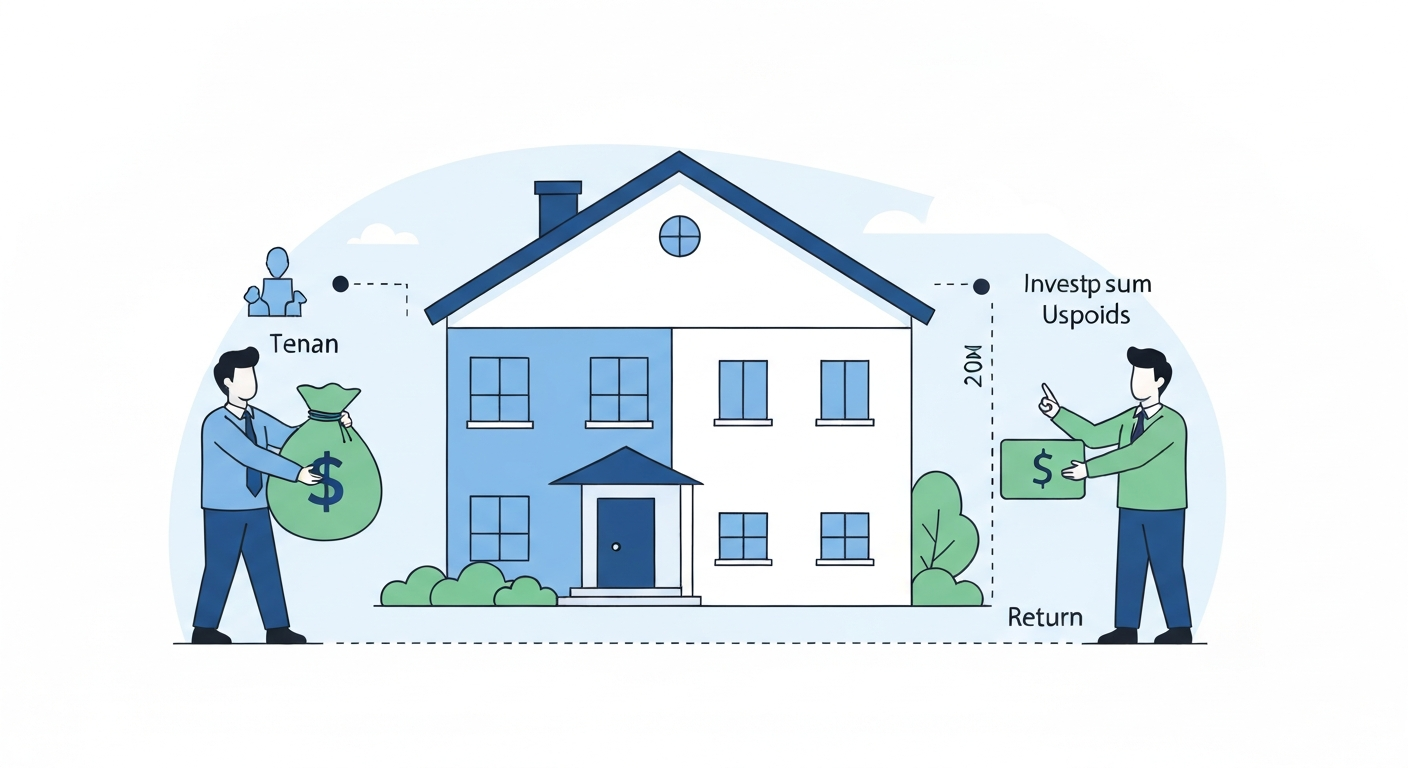 전세의 경제학적 구조 — 집주인과 세입자 간 자금 흐름 일러스트