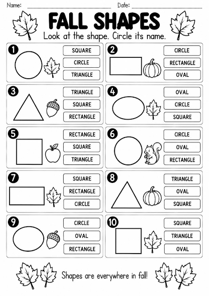 Fall Shapes Worksheet