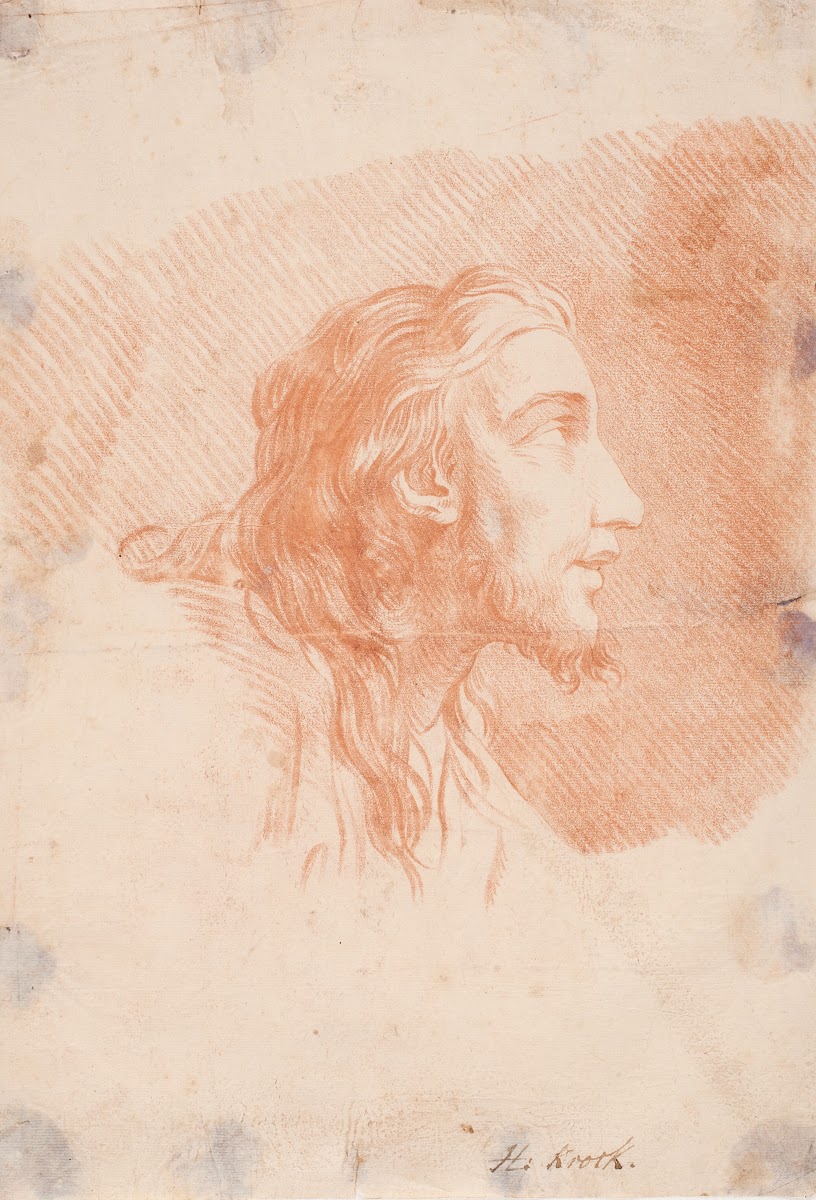 Mandshoved med skæg og langt hår Kristus 1686  1738