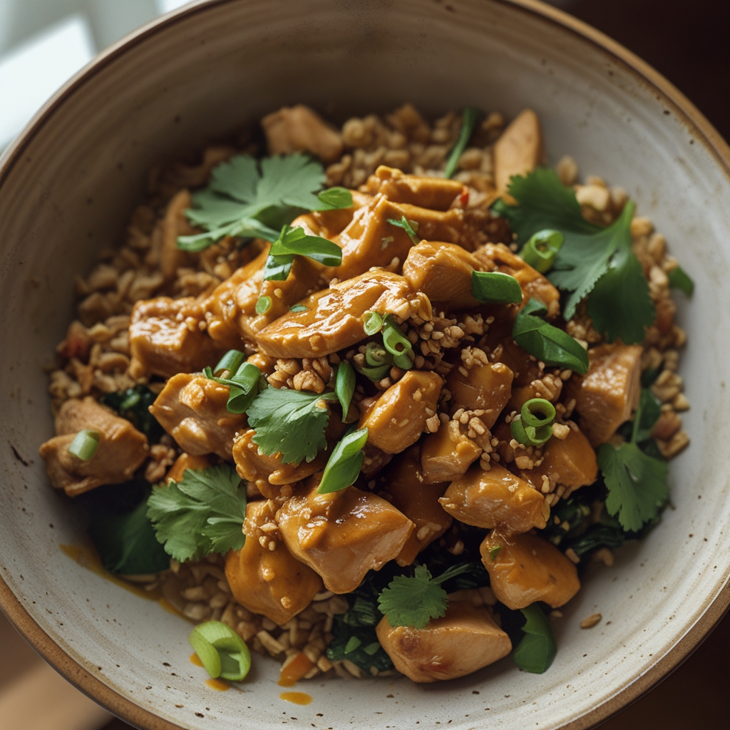 Thai Peanut Chicken Buddha Bowl – Easy Homemade Flavorful Meal Prep finished