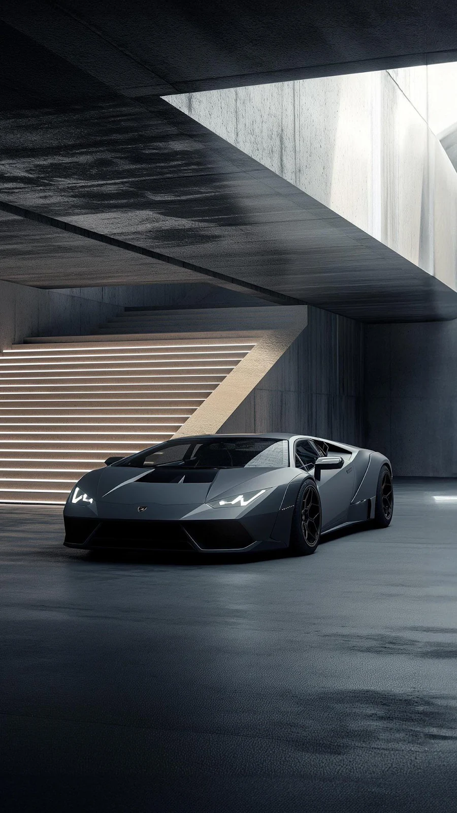 Matte Gray Lamborghini Huracan - 3D Render Full HD iPhone Wallpaper (1152x2048)