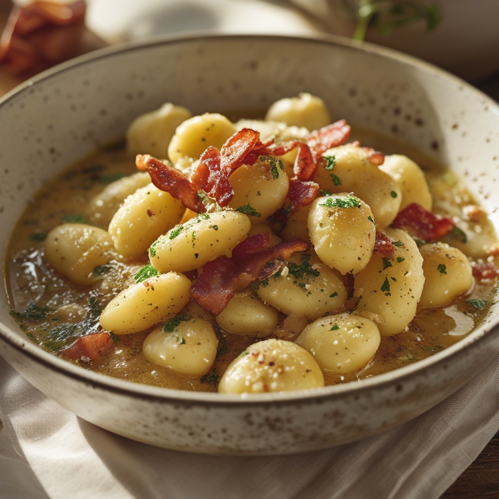 Gnocchi Carbonara with Bacon & Parmesan for Cozy Family Nights – Easy Comfort Food finished