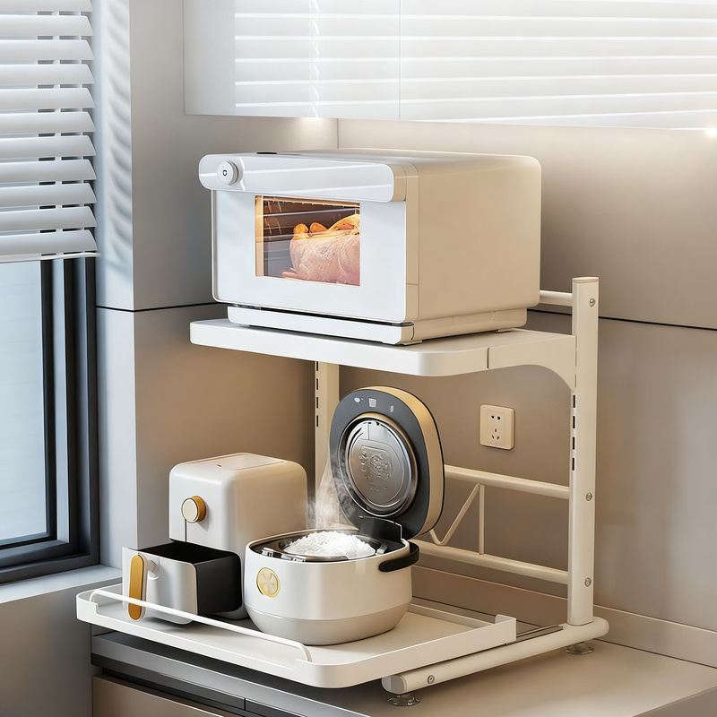 Kitchen shelf for microwave and kitchen appliances, multi-tiered