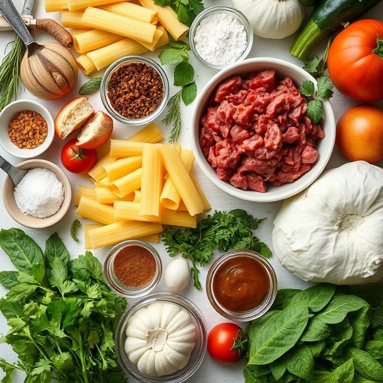 Ingredients for Italian Ground Beef Pasta Soup (Hearty & Filling) – Easy One-Pot Comfort