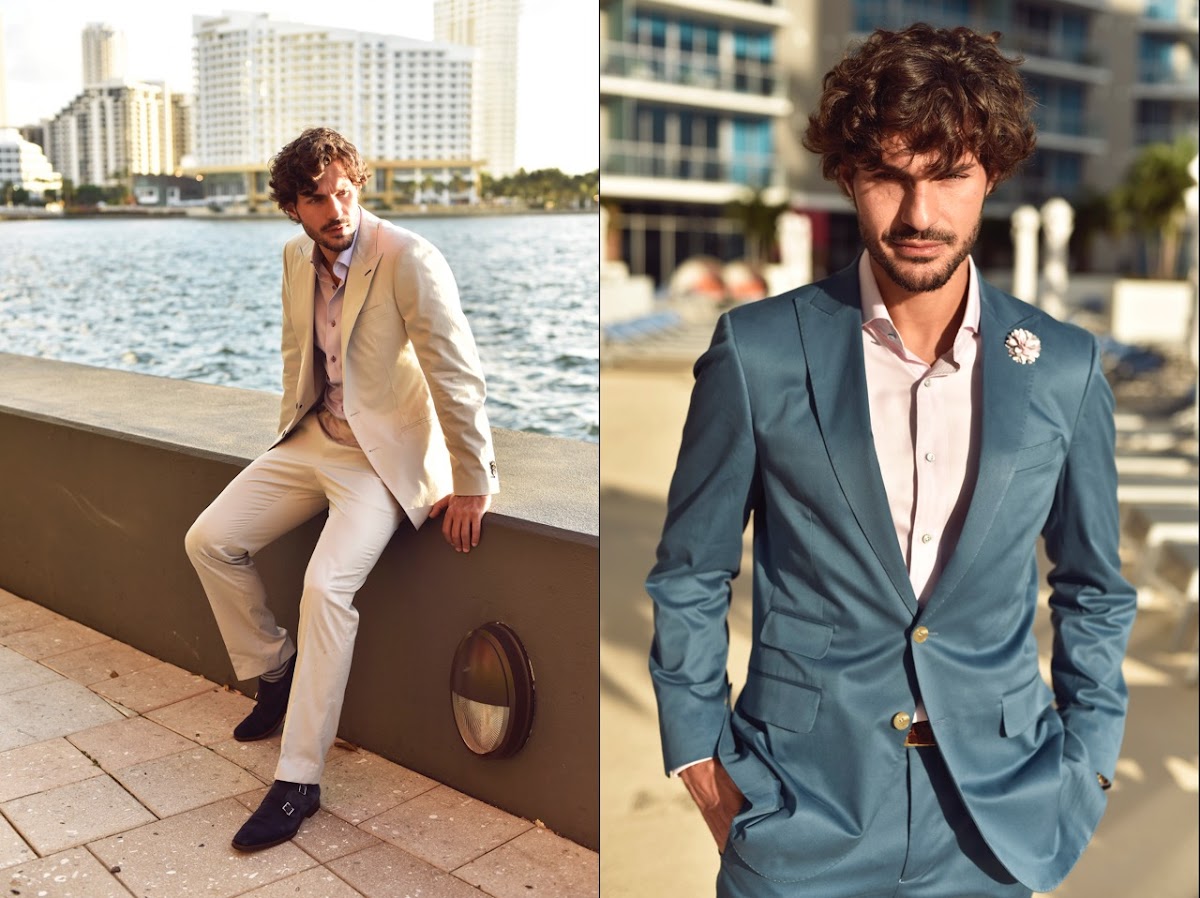 Side-by-side comparison of a man in an ill-fitting off-the-rack suit versus a perfectly tailored bespoke suit