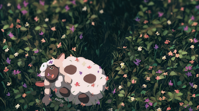 Cute, Sheep, Illustration, Flowers 4K Wallpaper