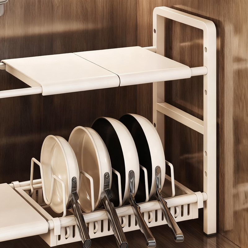 Pull-out under-sink shelf for the kitchen