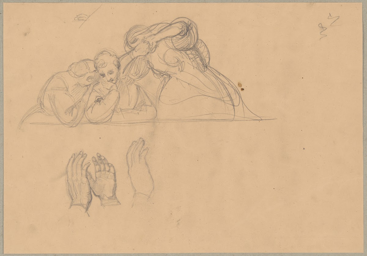 Sketch of the group of witnesses to the death of St Matthias to the painting Mar