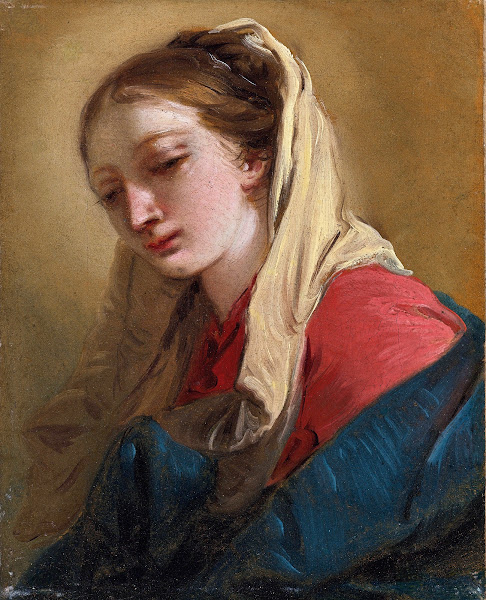 Mary Magdalene In Three Quarter View Veiled In A White Cloth