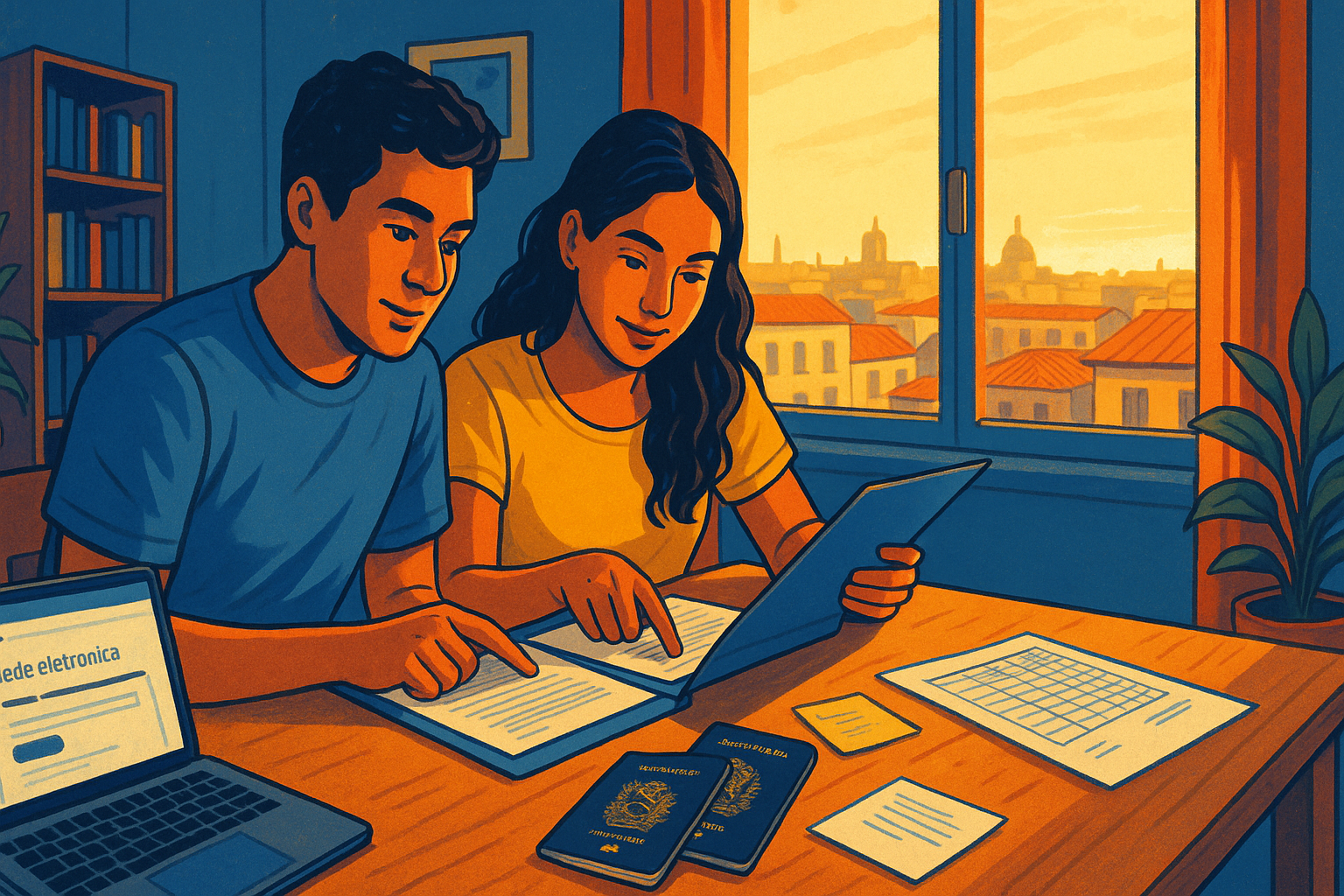 Venezolanos en España organizando documentos para homologar título universitario