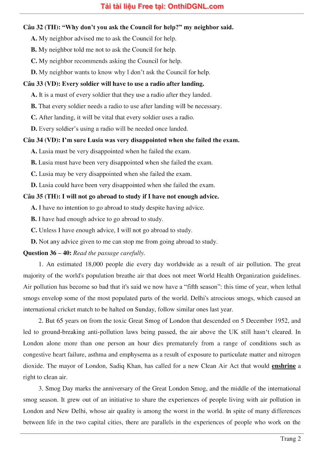 800 bài tập môn Tiếng Anh - Ôn thi ĐGNL ĐHQG TP HCM Phần 11