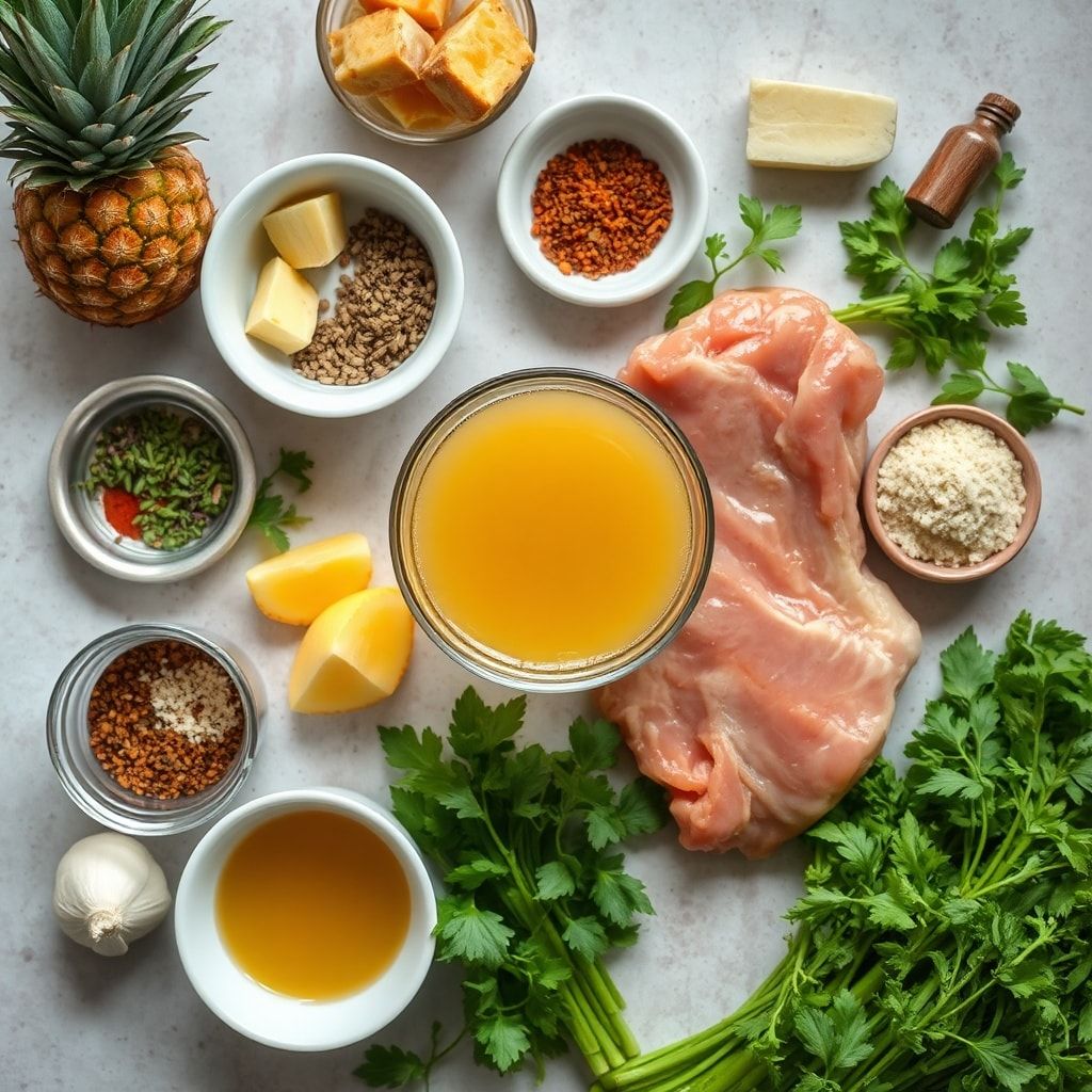 Ingredients for Refreshing Pineapple Ginger Beef Broth Mocktail Recipe – Easy Homemade Sipper