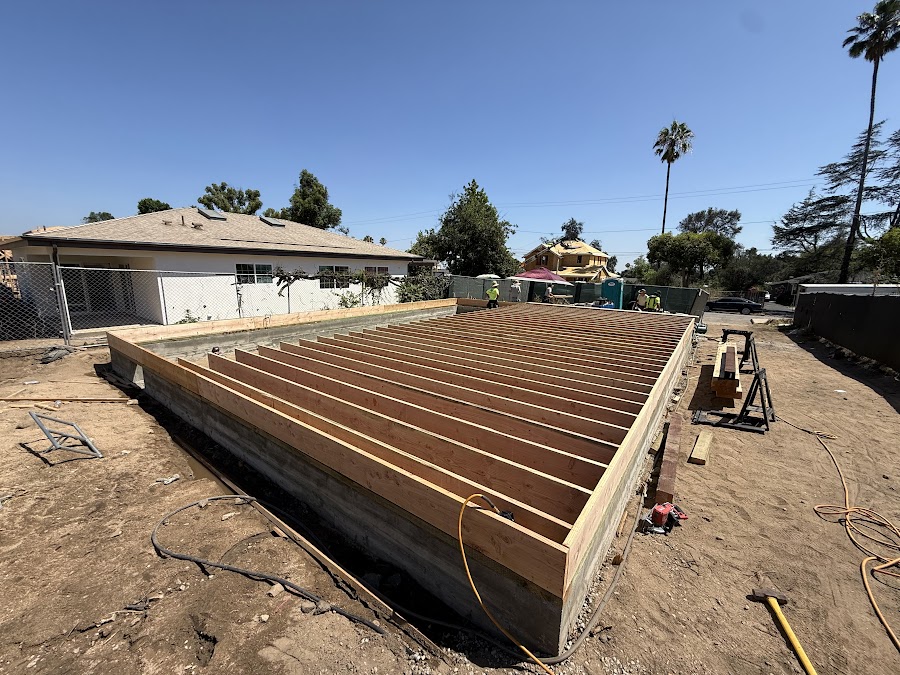 Floor system complete on an Altadena rebuild