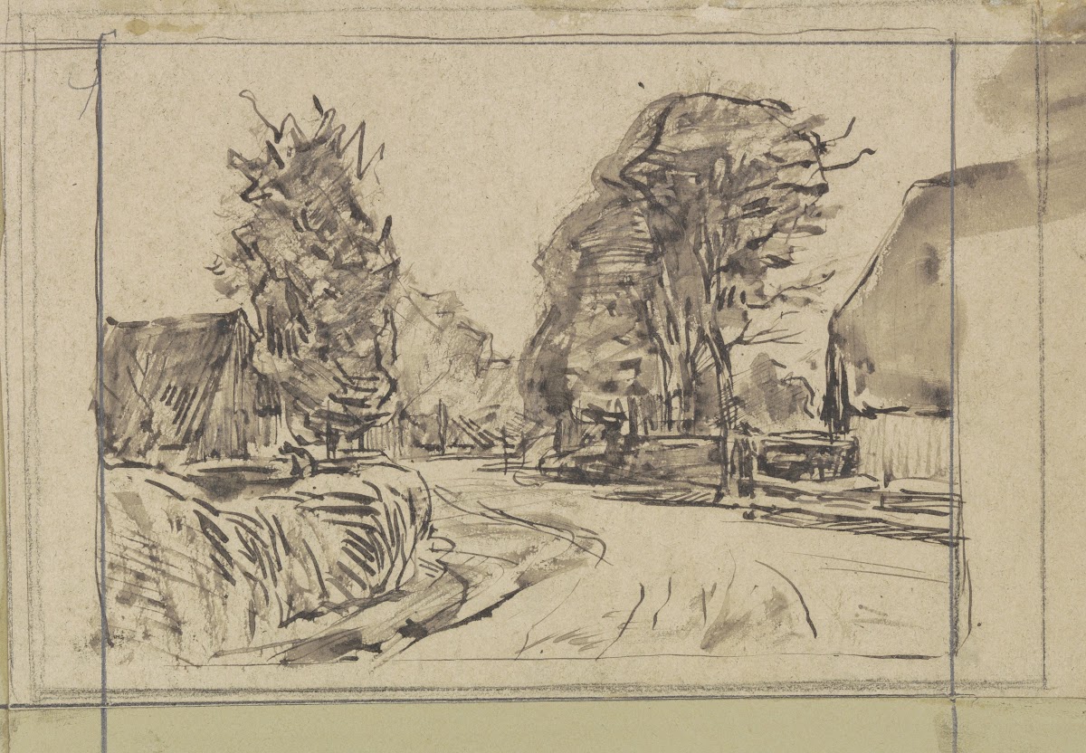 Dorpsweg met bomen 1874   1925