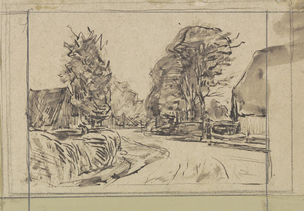 Dorpsweg met bomen 1874   1925