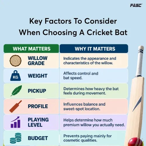 Key factors to consider choosing a cricket bat