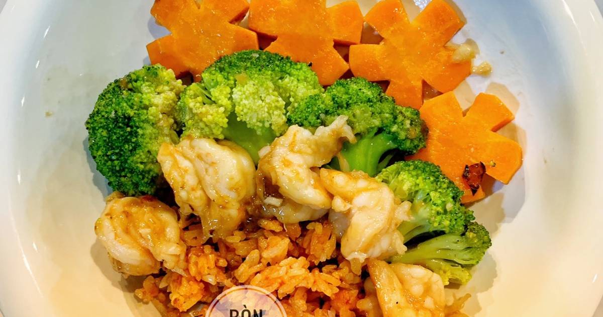 Cơm Chiên Sốt Cà - Bông Cải Xào Tôm BLW