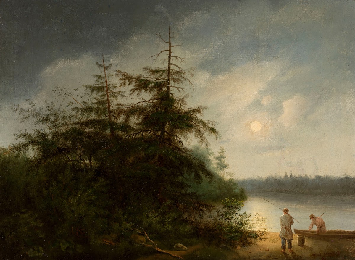 Nocturnal landscape with fishermen 1821