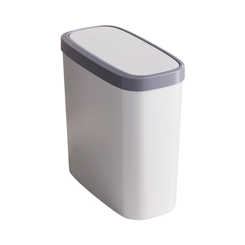 Slim plastic trash can for bathroom and kitchen