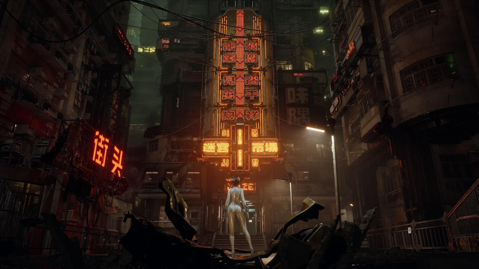 Futuristic Cyberpunk City Street - Digital Art 4K Wallpaper (3840x2160)