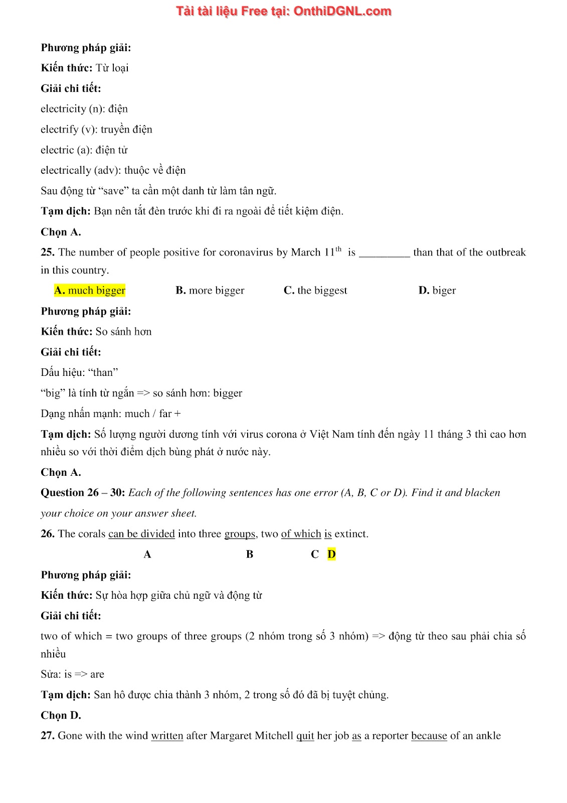 800 bài tập môn Tiếng Anh - Ôn thi ĐGNL ĐHQG TP HCM Phần 28