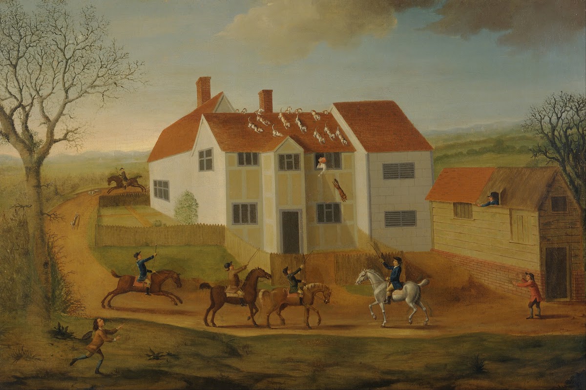 John Sidey and his Hounds at a Farmhouse near Hadleigh Suffolk